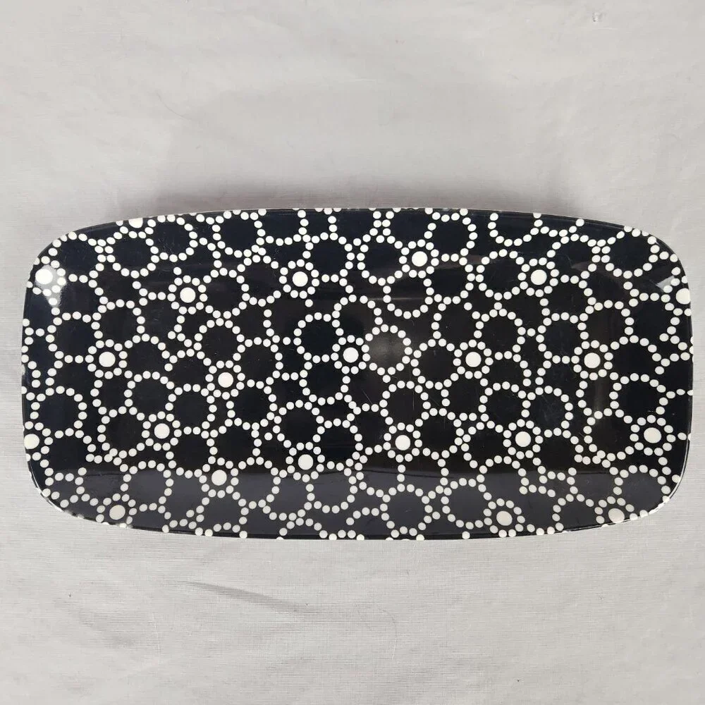 Tar Hong Rectangle Sushi Plates Set of 4 Black White Melamine Dishwasher Safe